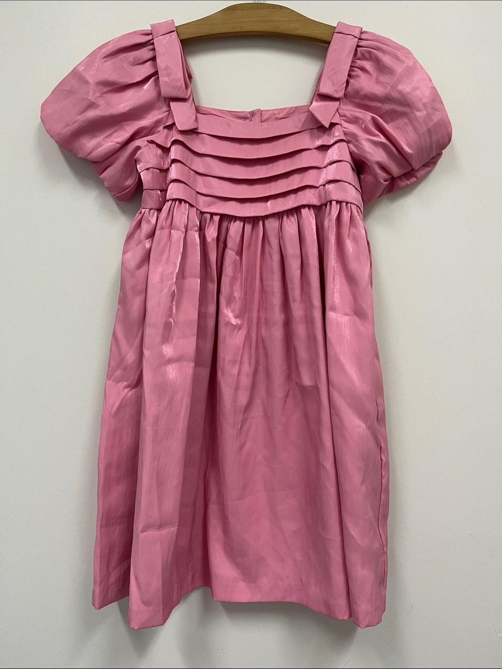 NWT Janie and Jack Shiny Pink Puff-Sleeve Party Dress size 10